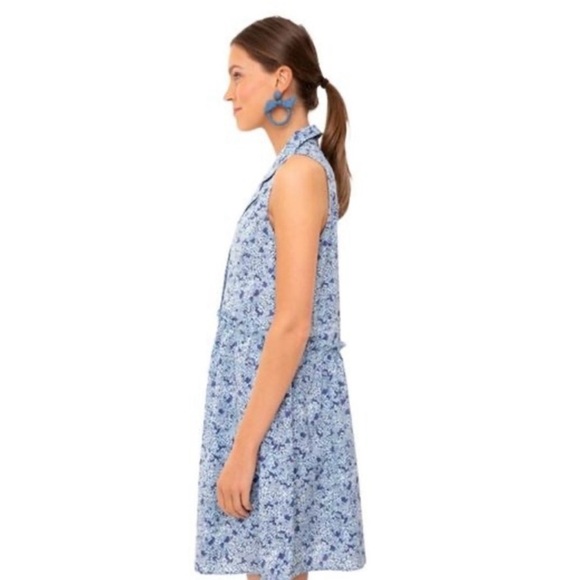 Tuckernuck Sleeveless Royal Shirt Dress Blue Hydrangea Size Medium - Picture 2 of 7